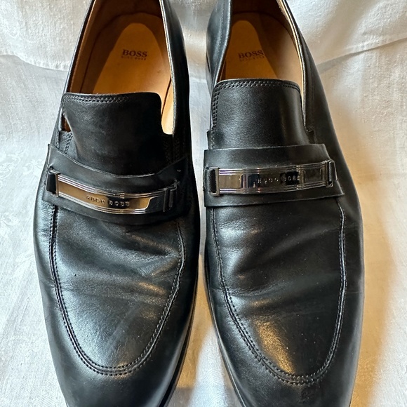 Hugo Boss Black Leather Slip-On Loafers